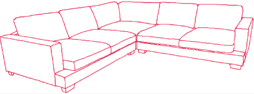 Keturių vietų kampinė sofa